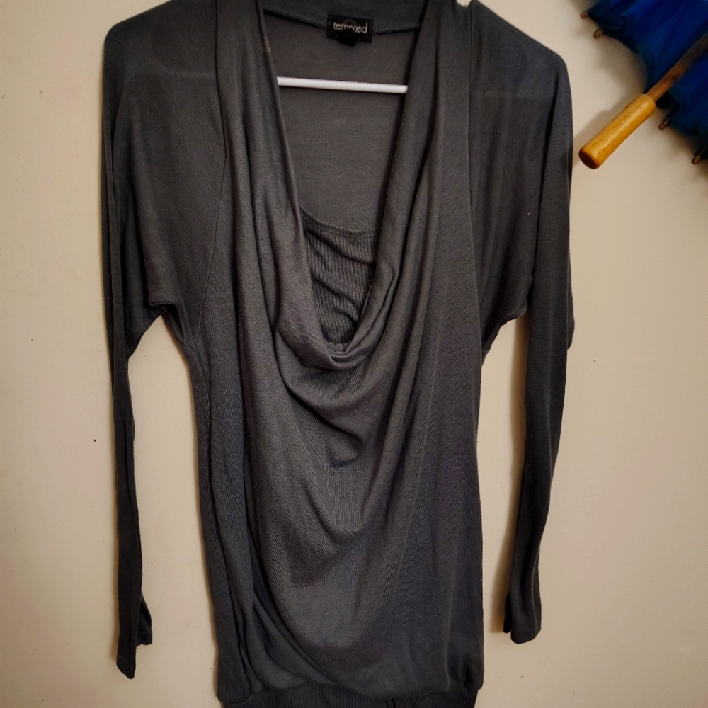 Gray sweater with built-in tank top